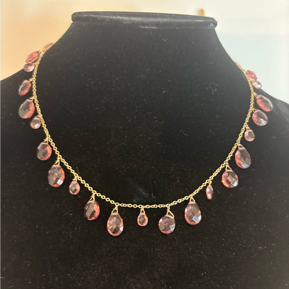 Ralph Lauren Amethyst Color Crystal Teardrops Necklace